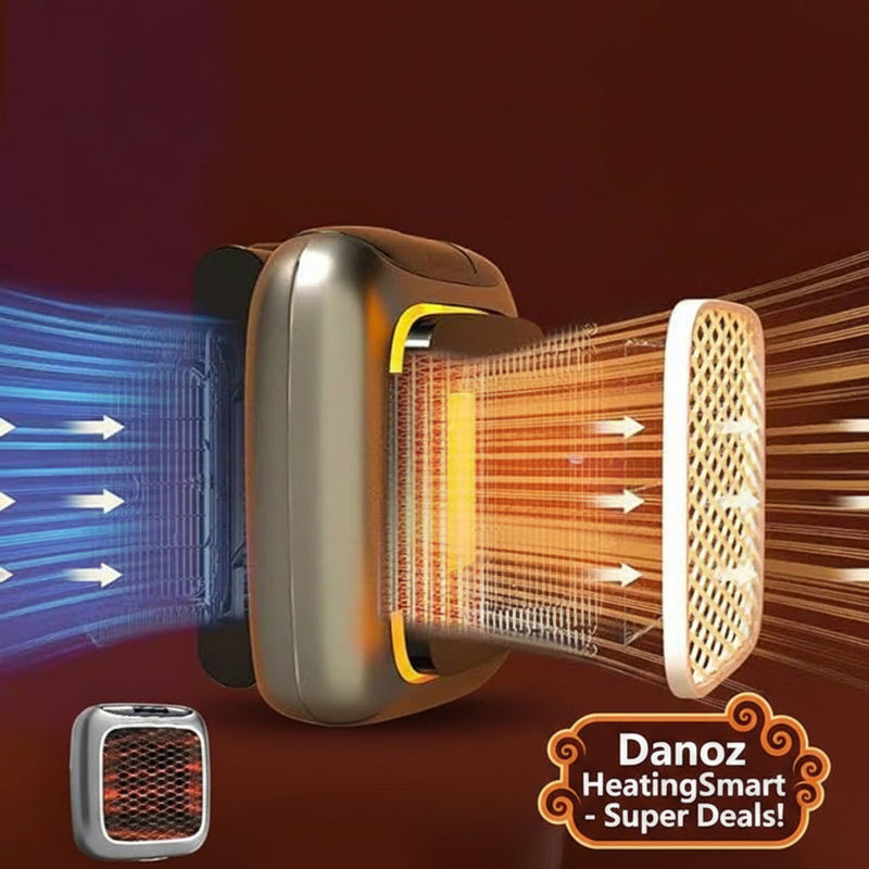 Heater with air outlet illustration and German text on a dark background