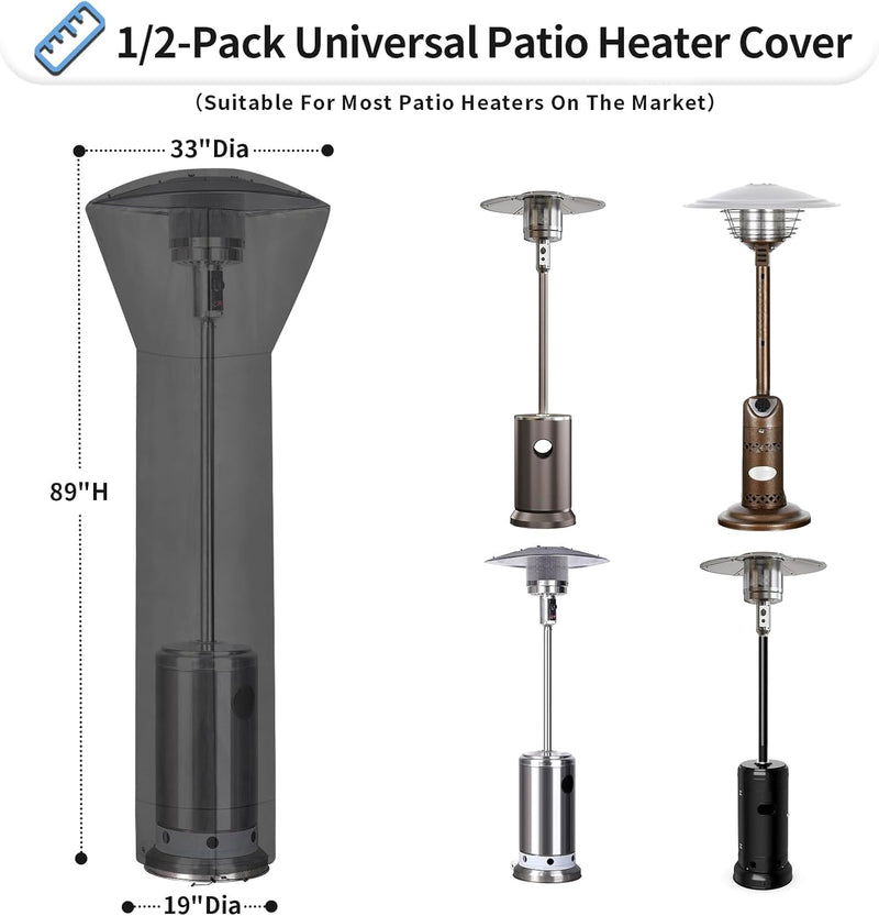 Danoz HeatingSmart - Waterproof Outdoor Patio Heater Covers with Zipper and Storage Bag, Dust-proof UV-Resistant Windproof !