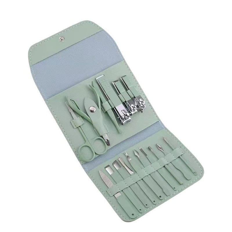 💅 Danoz NailSmart | 16-in-1 Professional Manicure & Pedicure Set | Stainless Steel | PU Leather Case | Unisex | Travel-Ready | Mint