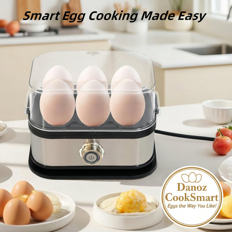 Danoz CookSmart Egg Cooker with Auto Shut, Multi-function Rapid Eggs Cooker Electric 6 Egg Capacity, Hard Boiled, Medium, Soft Boiled Eggs