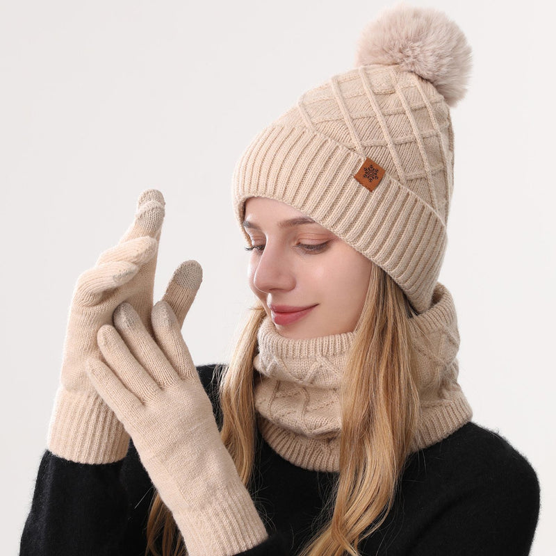 🧣 Danoz WinterSmart | JUND Women's 3-Piece Winter Set | Alpaca Fleece Beanie, Scarf & Gloves | Double-Layer Thermal | Beige | 7 Colours | Free Postage ✨