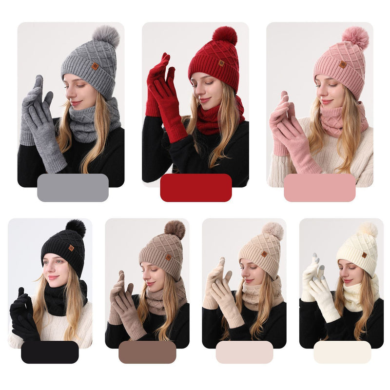 🧃 Danoz WinterSmart | JUND Women's Winter Knit Set | Beanie + Scarf + Gloves | Alpaca Fleece | Double-Layer Thermal | 7 Colours