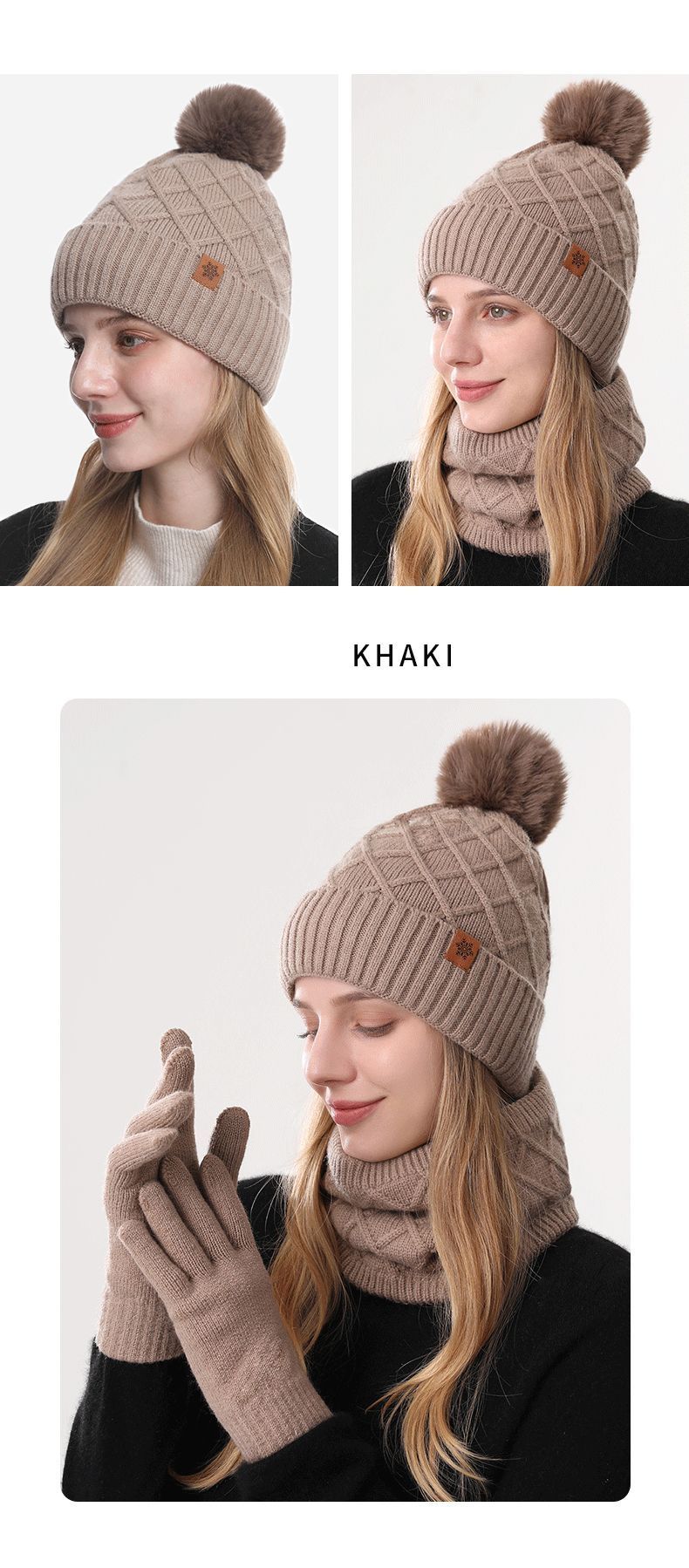 🧃 Danoz WinterSmart | JUND Women's Winter Knit Set | Beanie + Scarf + Gloves | Alpaca Fleece | Double-Layer Thermal | 7 Colours