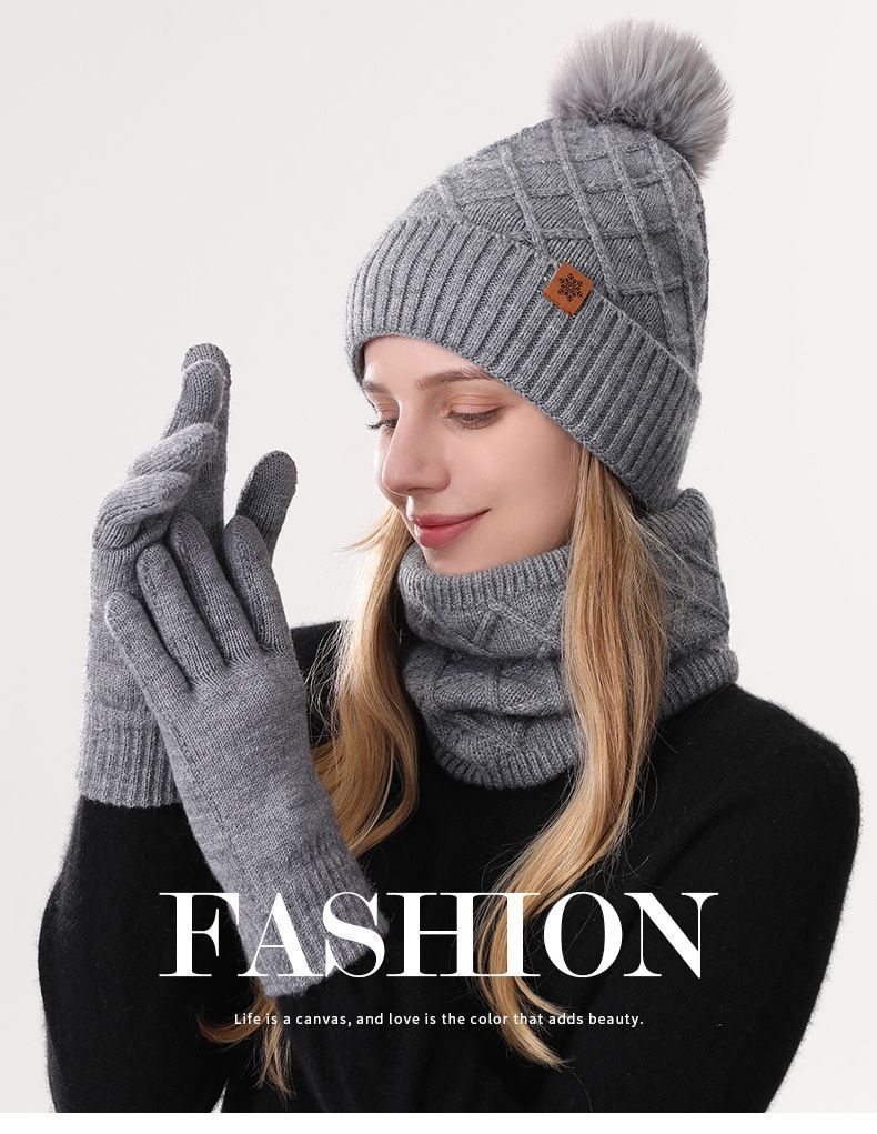 🧃 Danoz WinterSmart | JUND Women's Winter Knit Set - Red | Beanie + Scarf + Gloves | Alpaca Fleece | Double-Layer Thermal | 7 Colours