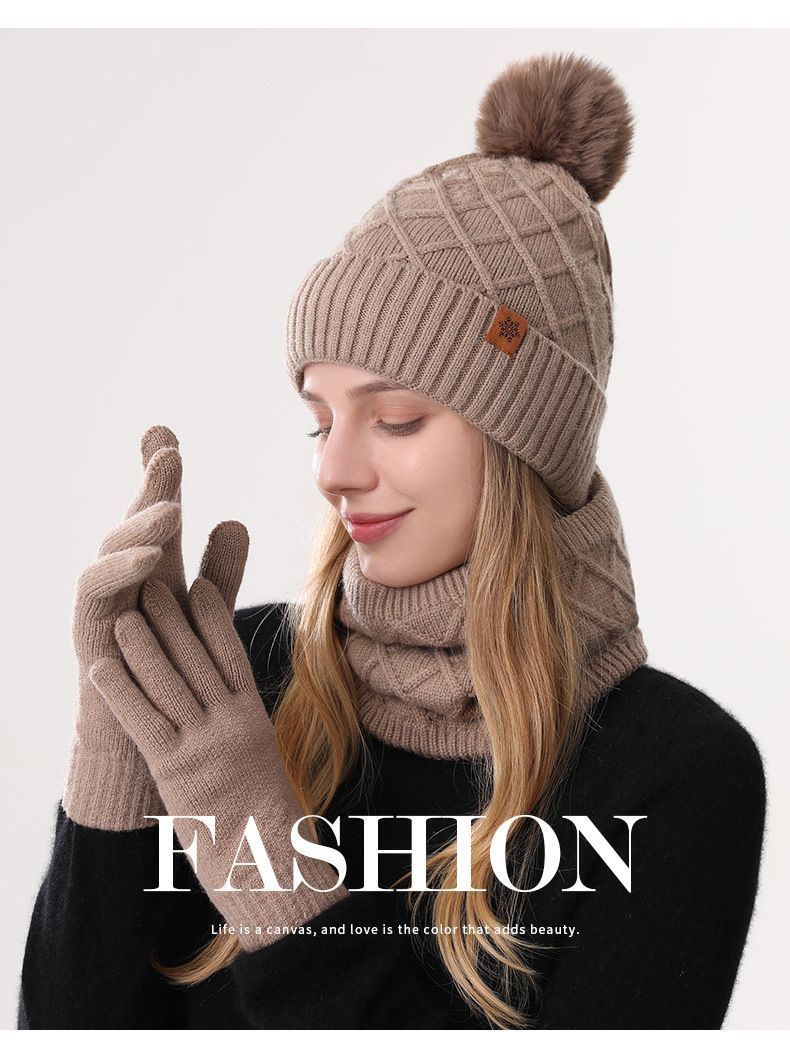 🧃 Danoz WinterSmart | JUND Women's Winter Knit Set - Red | Beanie + Scarf + Gloves | Alpaca Fleece | Double-Layer Thermal | 7 Colours