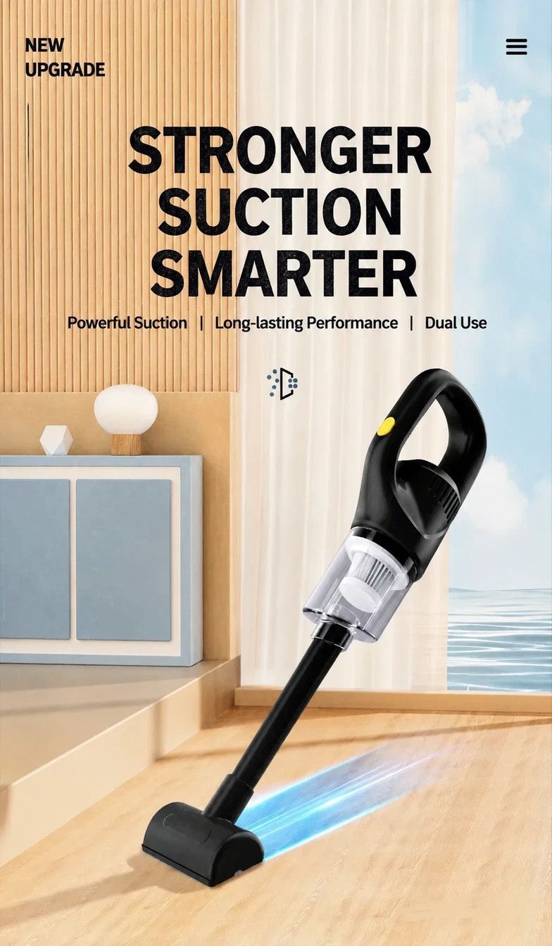 🧹 Danoz CleanSmart | Cordless Handheld Vacuum Cleaner | 25W | Wet & Dry | 3 Heads | USB-C Rechargeable | Home & Car | Washable Filter | Ideal Gift ✨