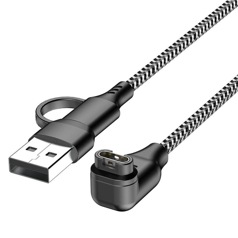 🔌 Danoz USBSmart | 2-in-1 Garmin Charging Cable | USB-A & USB-C | L-Shaped Head | Nylon Braided 1m | Fenix, Venu, Forerunner & More ✨