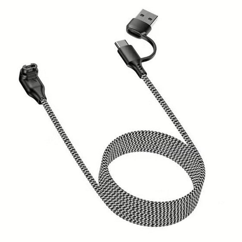 🔌 Danoz USBSmart | 2-in-1 Garmin Charging Cable | USB-A & USB-C | L-Shaped Head | Nylon Braided 1m | Fenix, Venu, Forerunner & More ✨