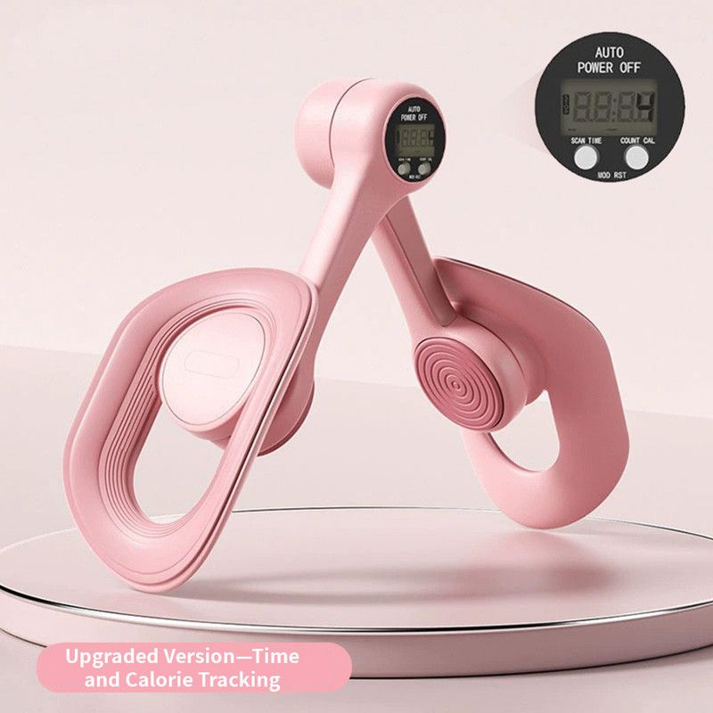 Pink - Multifunctional Thigh Master Trainer with Calorie & Time Counter, Home Kegel Exerciser for Inner Thighs, Buttocks, and Arms