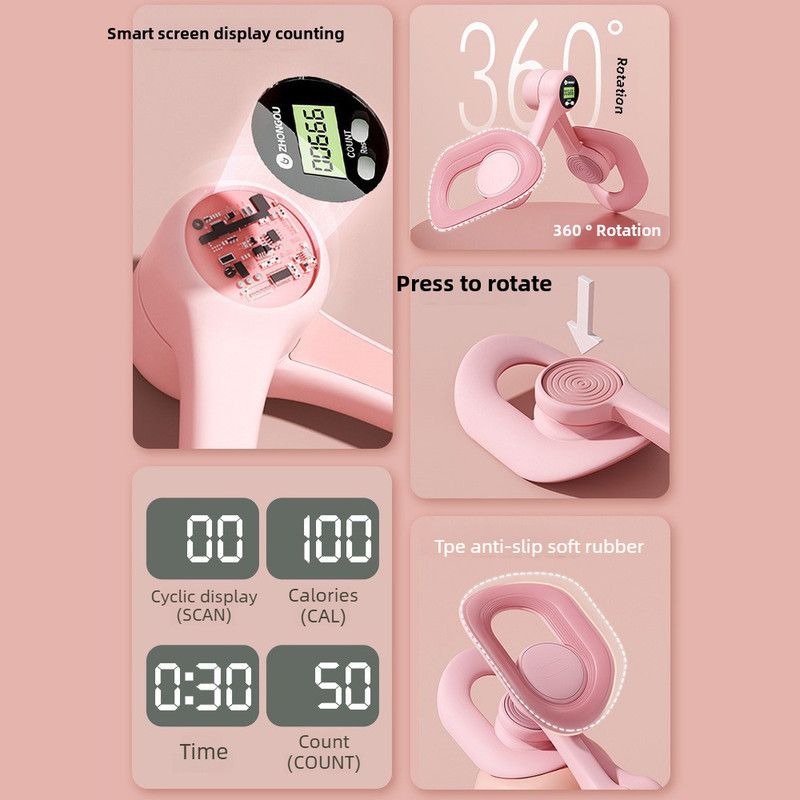 Blue - Multifunctional Thigh Master Trainer with Calorie & Time Counter, Home Kegel Exerciser for Inner Thighs, Buttocks, and Arms