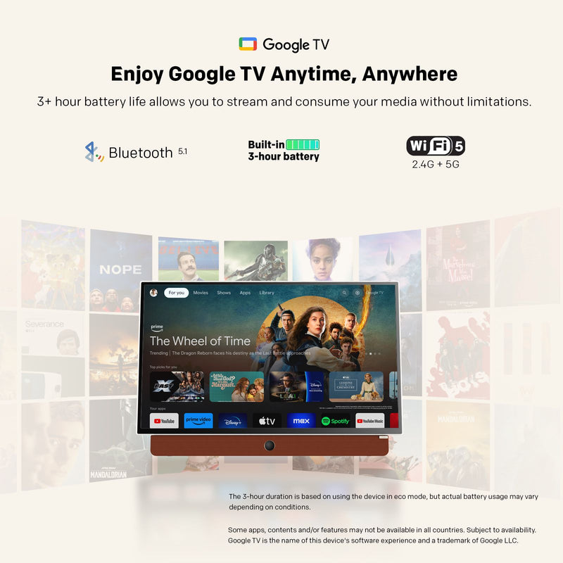 📺 Danoz TVSmart | SKYWORTH 24P100 24" Portable Smart Google TV | Built-In Battery 3+ Hrs | 1080P FHD | Dolby Audio | Google Assistant | Chromecast