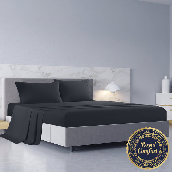 Danoz BeddingSmart - Royal Comfort 1000TC Hotel Grade Bamboo Cotton Sheets Pillowcases Set Ultrasoft - King - Charcoal