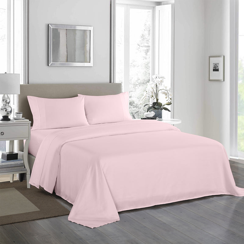Danoz Beddings - Royal Comfort 1200 Thread Count Sheet Set 4 Piece Ultra Soft Satin Weave Finish - King - Soft Pink