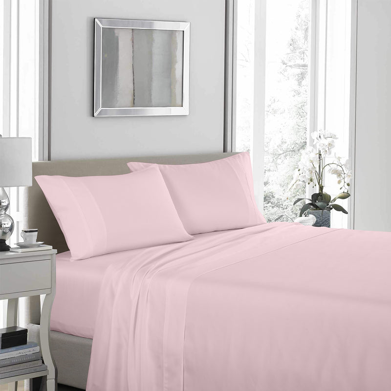 Danoz Beddings - Royal Comfort 1200 Thread Count Sheet Set 4 Piece Ultra Soft Satin Weave Finish - King - Soft Pink