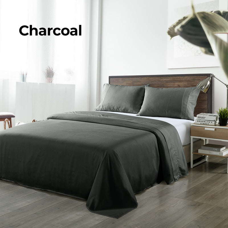 Danoz Beddings - Royal Comfort Bamboo Blended Sheet & Pillowcases Set 1000TC Ultra Soft Bedding - King - Charcoal