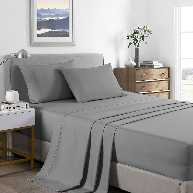 Danoz Beddings - Royal Comfort 2000 Thread Count Bamboo Cooling Sheet Set Ultra Soft Bedding - Single - Mid Grey