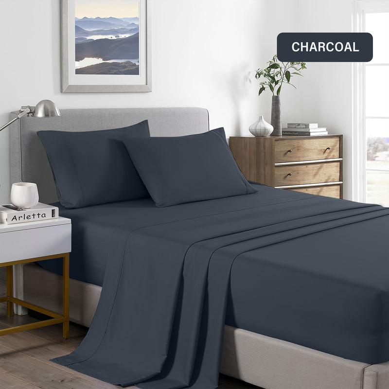 Danoz Beddings - Royal Comfort 2000 Thread Count Bamboo Cooling Sheet Set Ultra Soft Bedding - Single - Charcoal