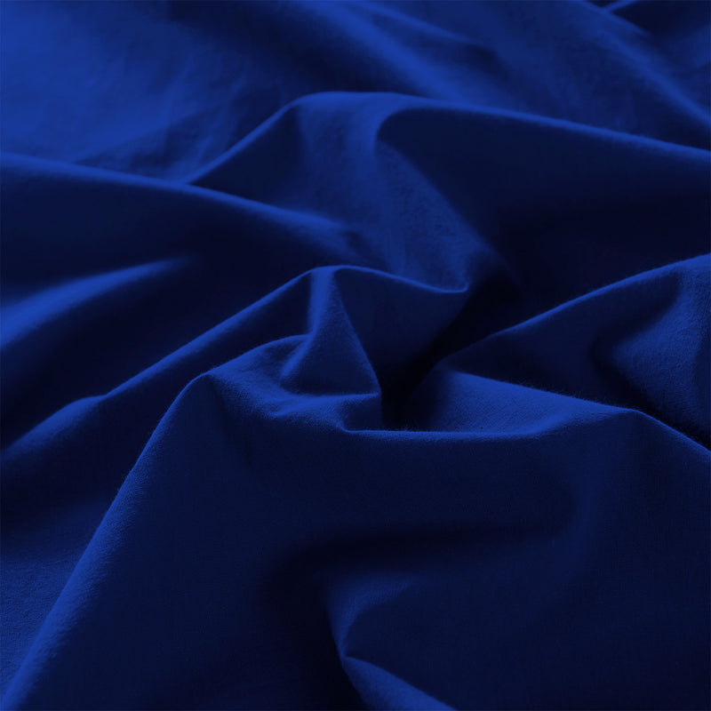 Danoz Beddings - Royal Comfort Vintage Washed 100% Cotton Sheet Set Fitted Flat Sheet Pillowcases - Double - Royal Blue