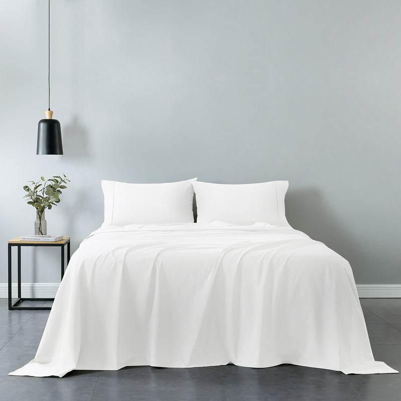 Danoz Beddings - Royal Comfort Vintage Washed 100% Cotton Sheet Set Fitted Flat Sheet Pillowcases - King - White