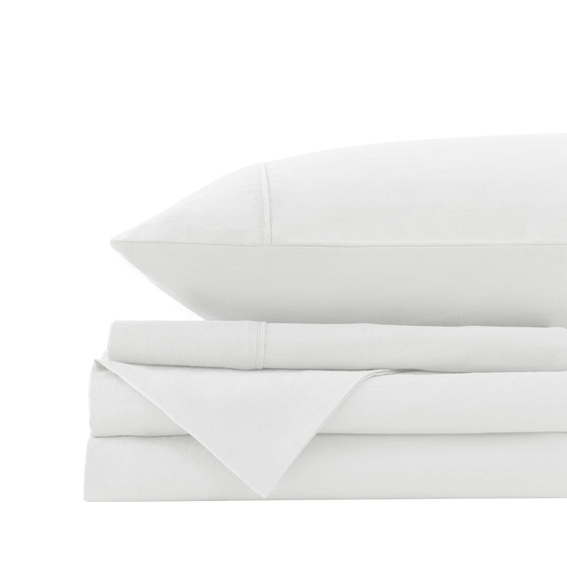 Danoz Beddings - Royal Comfort Vintage Washed 100% Cotton Sheet Set Fitted Flat Sheet Pillowcases - King - White