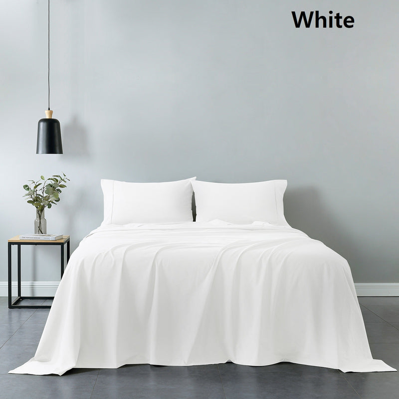 Danoz Beddings - Royal Comfort Vintage Washed 100% Cotton Sheet Set Fitted Flat Sheet Pillowcases - King - White