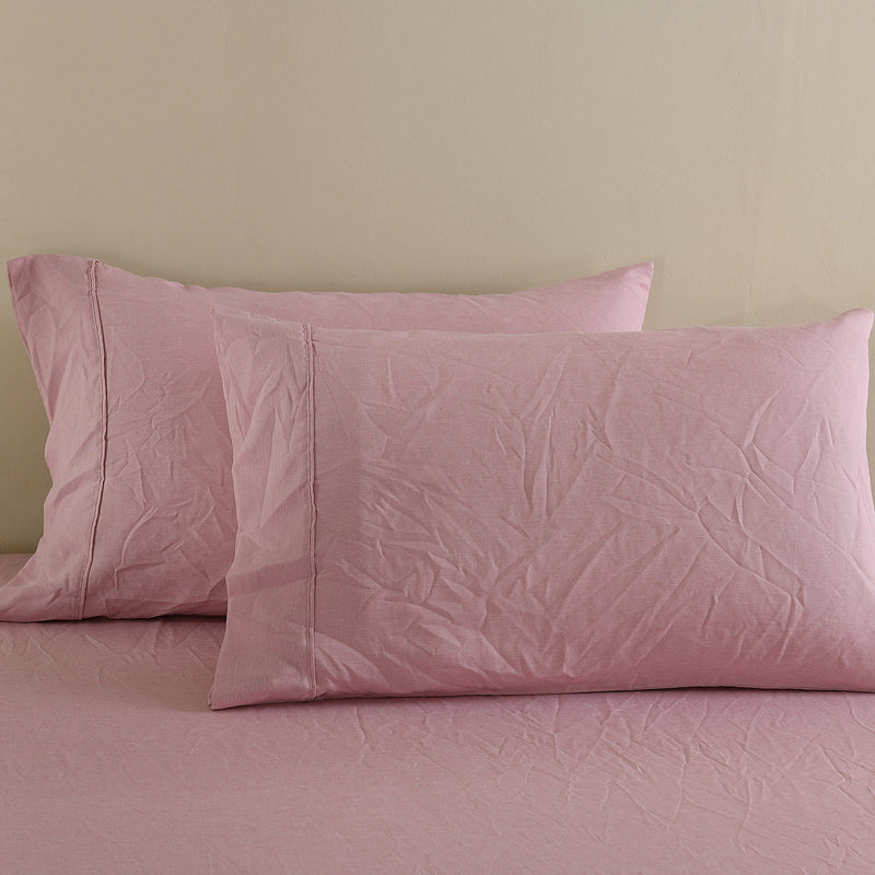 Danoz Beddings - Royal Comfort Flax Linen Blend Sheet Set Bedding Luxury Breathable Ultra Soft - Queen - Mauve