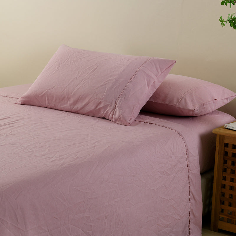 Danoz Beddings - Royal Comfort Flax Linen Blend Sheet Set Bedding Luxury Breathable Ultra Soft - Queen - Mauve