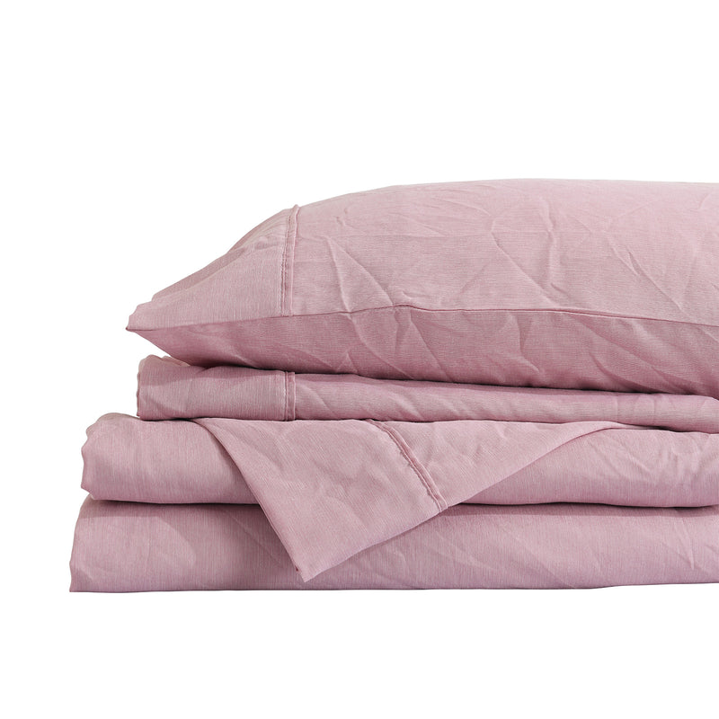 Danoz Beddings - Royal Comfort Flax Linen Blend Sheet Set Bedding Luxury Breathable Ultra Soft - Queen - Mauve