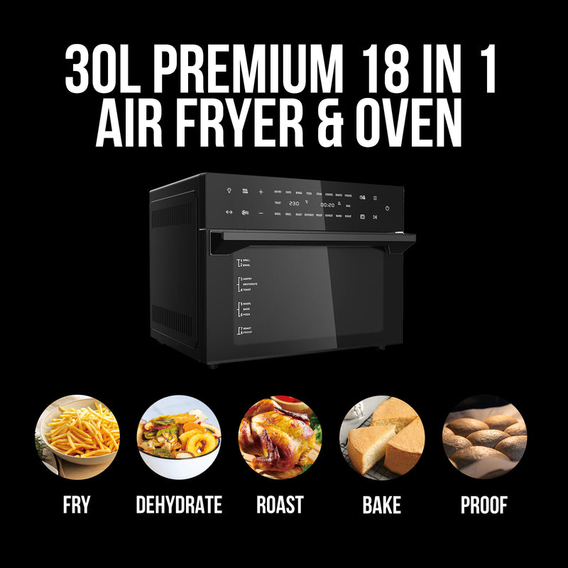 Danoz Kitchen Couture 30 Litre Air Fryer Oven 18 Presets 5-in-1 Multifunctional Black