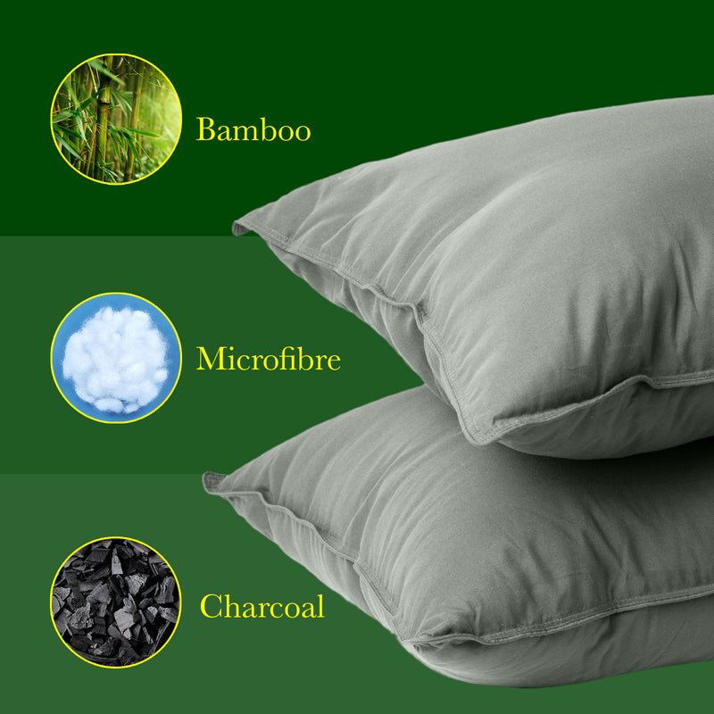 Danoz BeddingSmart - Royal Comfort Charcoal Bamboo Pillow Hotel Quality Luxury Twin Pack