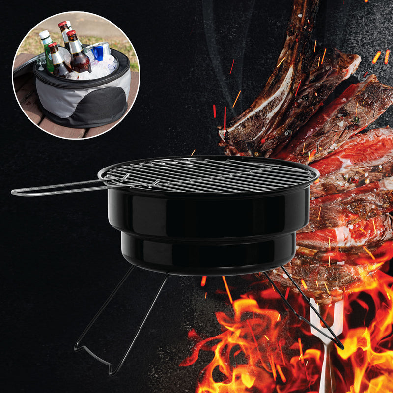 Danoz Outdoors - Havana Outdoors 2-IN-1 BBQ Grill Cooler Combo Set Outdoor Camping Picnic