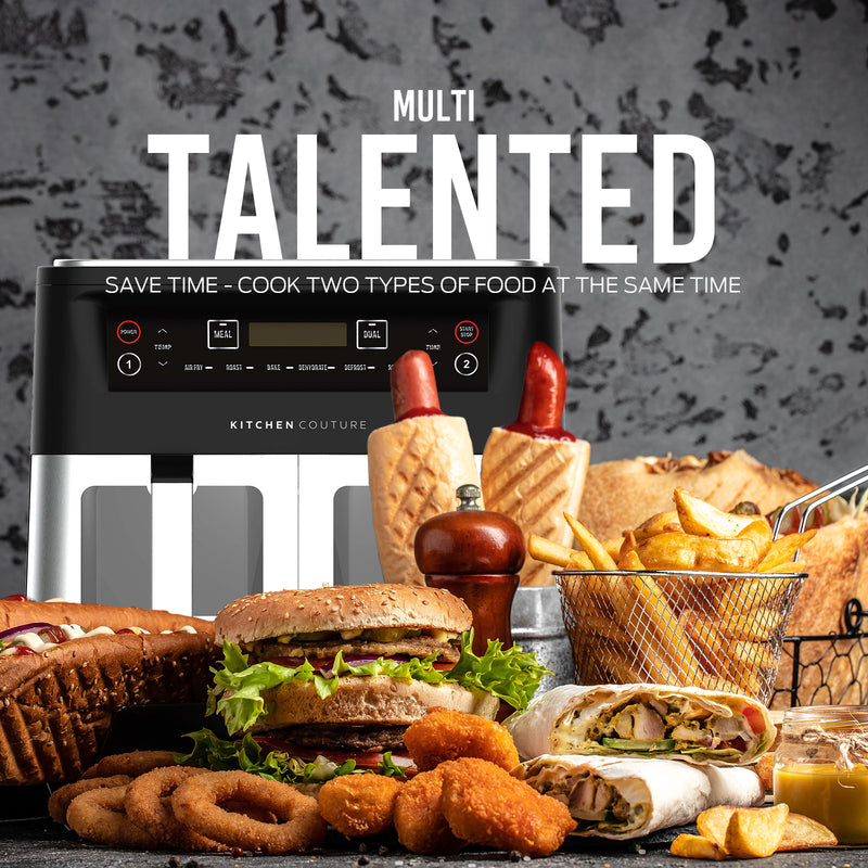 Danoz Kitchen Couture Dual View 2 x 5 Litre (10 Litre) Air Fryer Stainless Steel