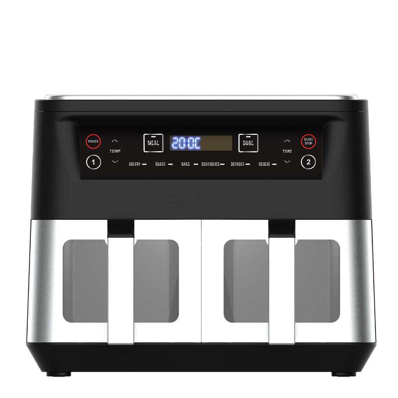 Danoz Kitchen Couture Dual View 2 x 5 Litre (10 Litre) Air Fryer Stainless Steel