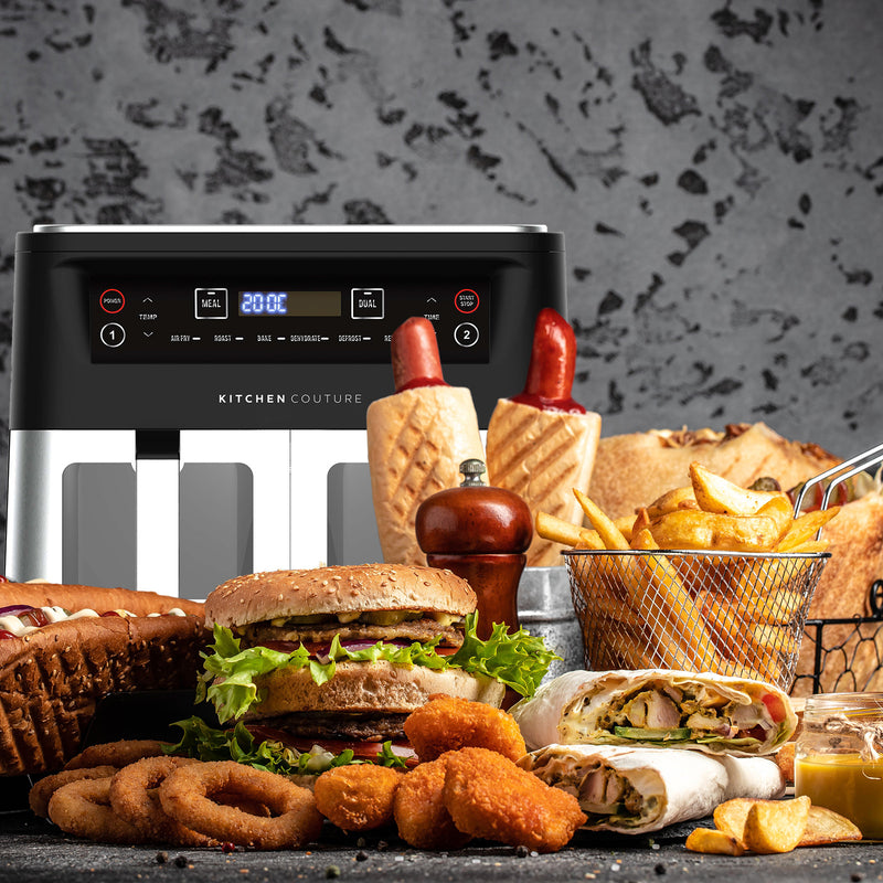 Danoz Kitchen Couture Dual View 2 x 5 Litre (10 Litre) Air Fryer Stainless Steel