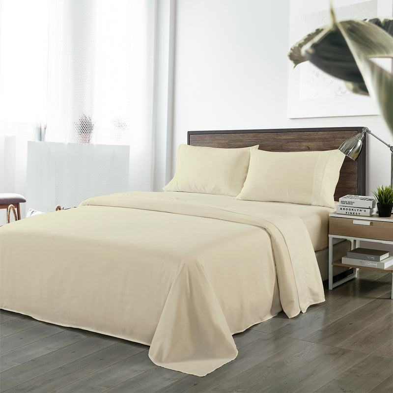 Danoz Beddings - Royal Comfort Bamboo Blended Sheet & Pillowcases Set 1000TC Ultra Soft Bedding - King - Ivory