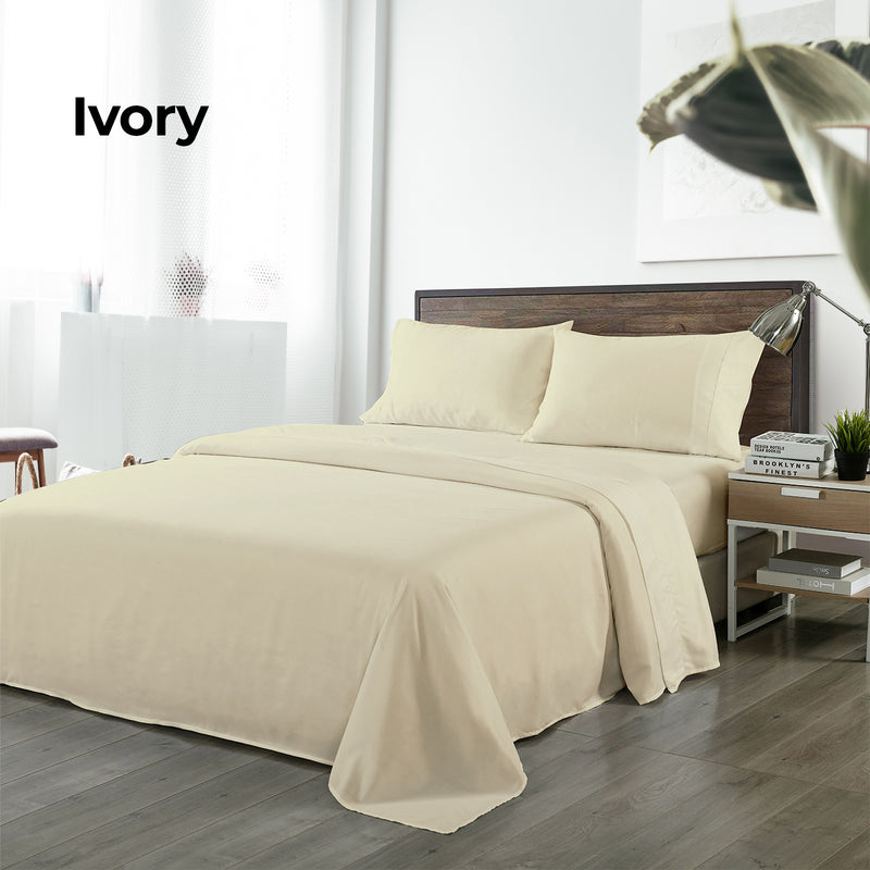 Danoz Beddings - Royal Comfort Bamboo Blended Sheet & Pillowcases Set 1000TC Ultra Soft Bedding - King - Ivory