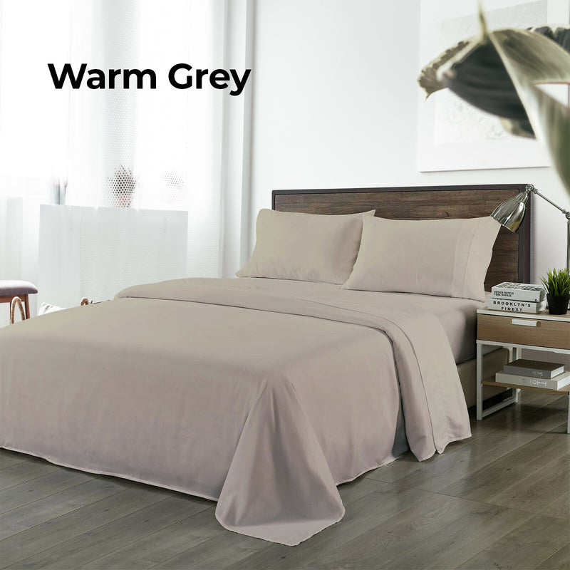 Danoz BeddingSmart - Royal Comfort Bamboo Blended Sheet & Pillowcases Set 1000TC Ultra Soft Bedding - King - Warm Grey