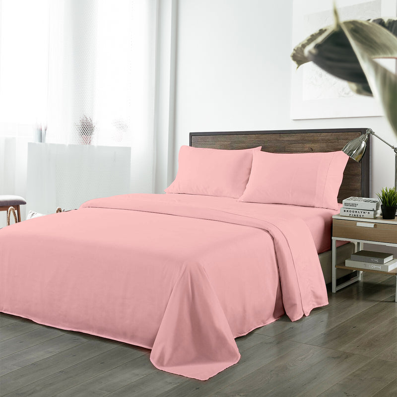 Danoz Beddings - Royal Comfort Bamboo Blended Sheet & Pillowcases Set 1000TC Ultra Soft Bedding - King - Blush