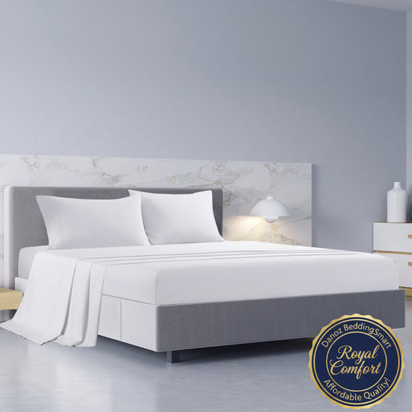 Danoz BeddingSmart - Royal Comfort 1000TC Hotel Grade Bamboo Cotton Sheets Pillowcases Set Ultrasoft - King - White
