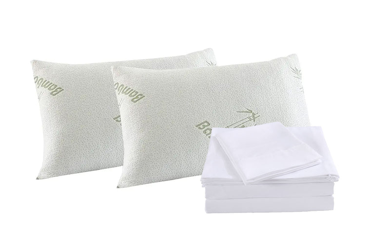 Danoz Beddings - Royal Comfort Bamboo Blend Sheet Set 1000TC + Free 2 x Bamboo Pillows Ultra Soft - King - White