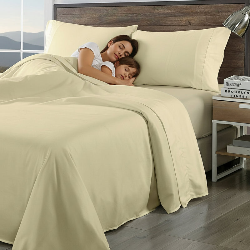 Danoz Beddings - Royal Comfort Bamboo Blend Sheet Set 1000TC Plus 2 Free Bamboo Pillows Ultra Soft - King - Ivory