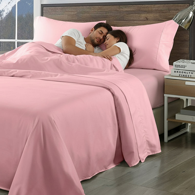 Danoz Beddings - Royal Comfort Bamboo Blend Sheet Set 1000TC + Free Bamboo Pillows 2 Pack Ultra Soft - King - Blush