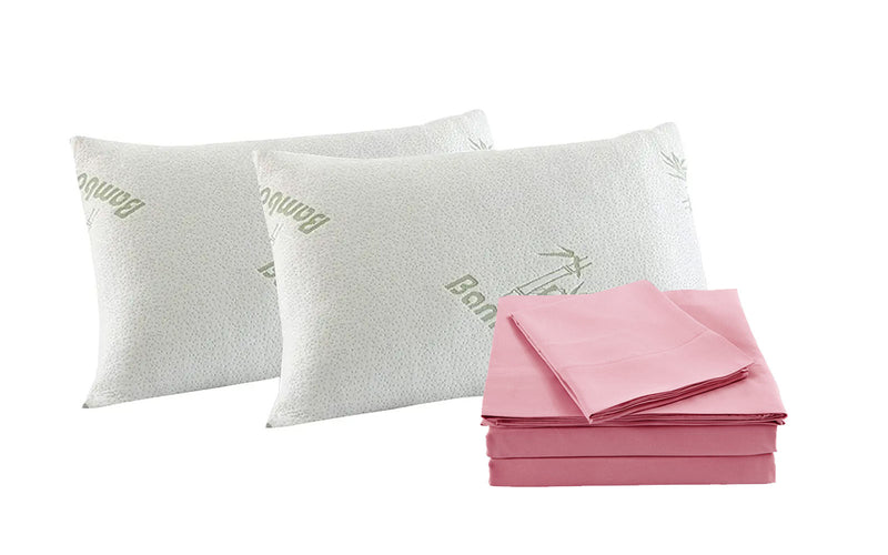Danoz Beddings - Royal Comfort Bamboo Blend Sheet Set 1000TC + Free Bamboo Pillows 2 Pack Ultra Soft - King - Blush