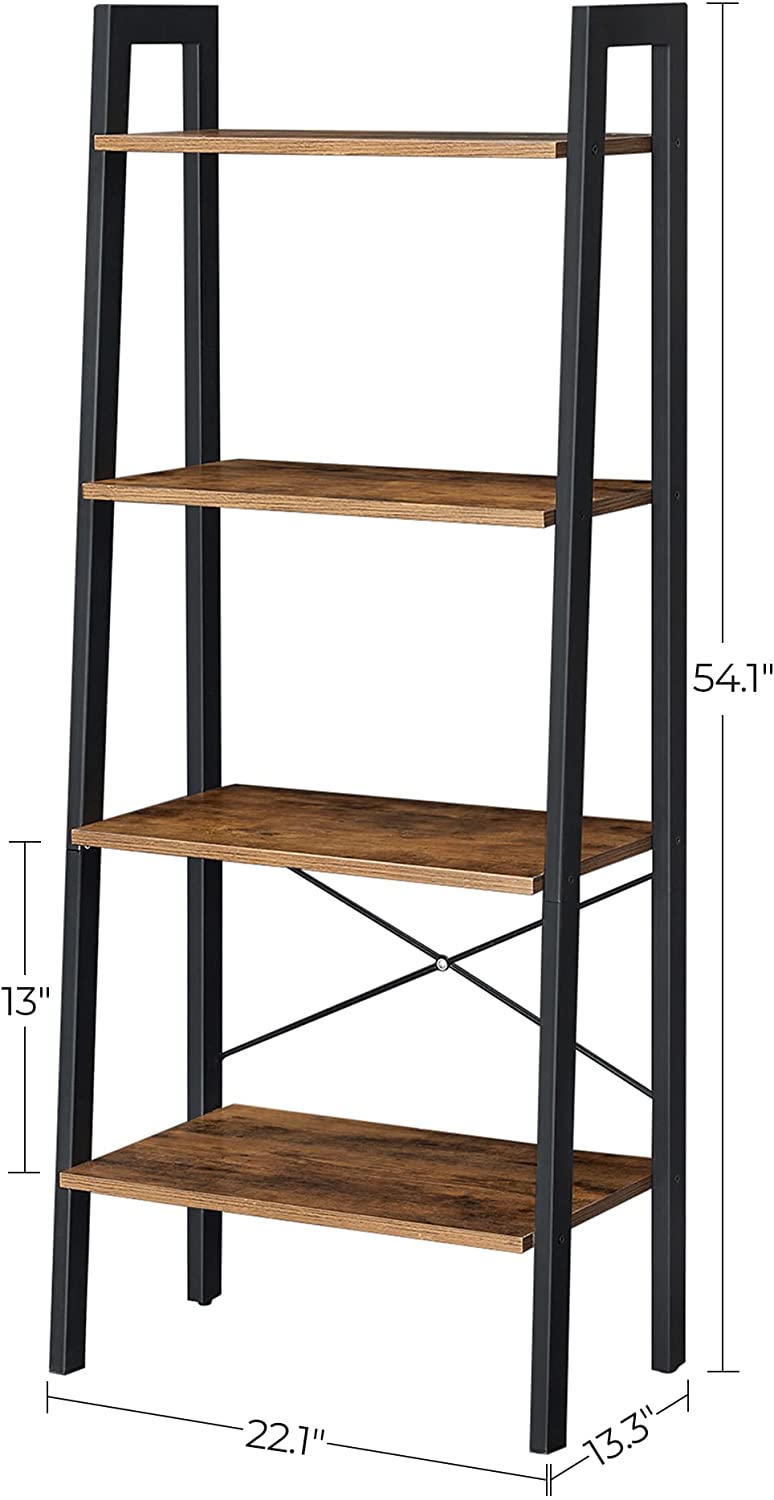 Danoz Direct - Rustic brown and black steel Metal Frame 4 Tier bookshelf