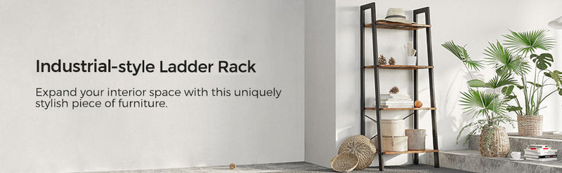 Danoz Direct - Rustic brown and black steel Metal Frame 4 Tier bookshelf