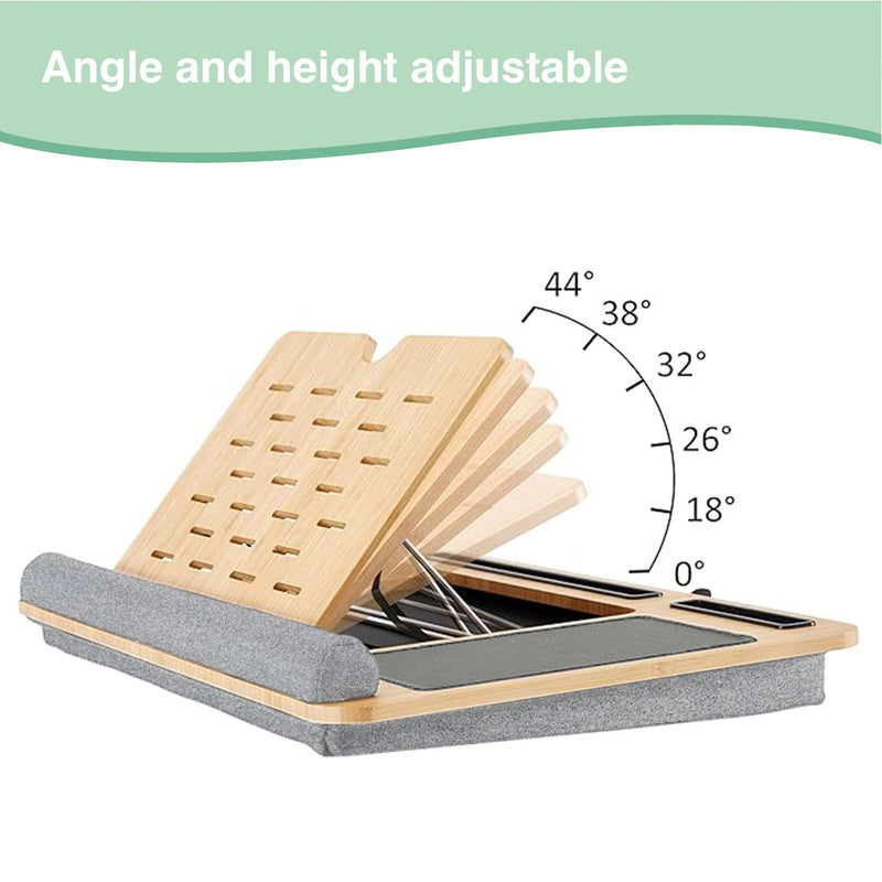 Danoz Direct - CARLA HOME Bamboo Laptop Lap Desk with Cushion and Angle Adjustable for Office and Home