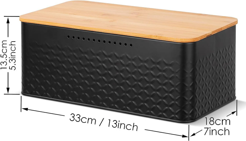 Danoz Direct - Bread Bin with Bamboo Lid used as Chopping Board for Kitchen Countertop