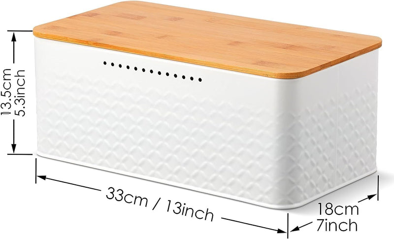 Danoz Direct - Bread Bin with Bamboo Lid used as Chopping Board for Kitchen Countertop