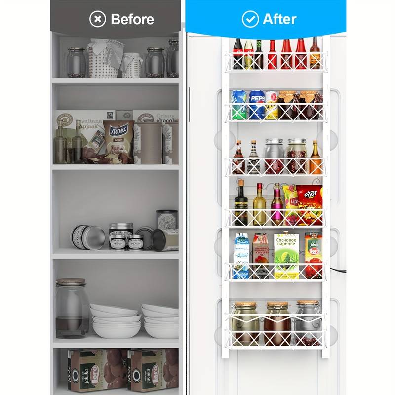 Danoz Direct - 6 Tier Adjustable Baskets Over Door Pantry Organiser for Home Kitchen