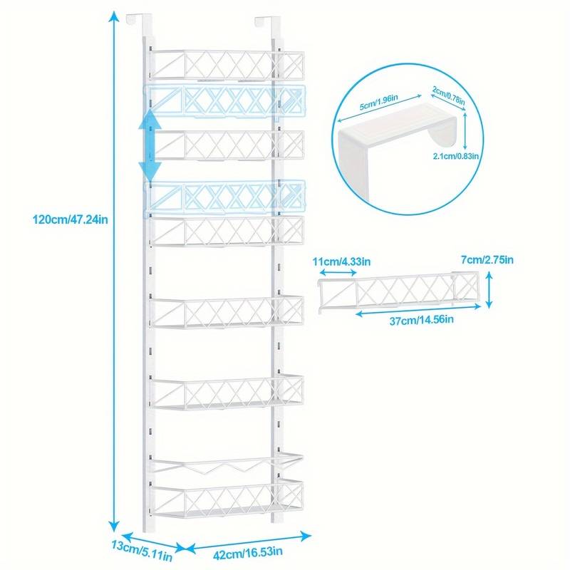 Danoz Direct - 6 Tier Adjustable Baskets Over Door Pantry Organiser for Home Kitchen